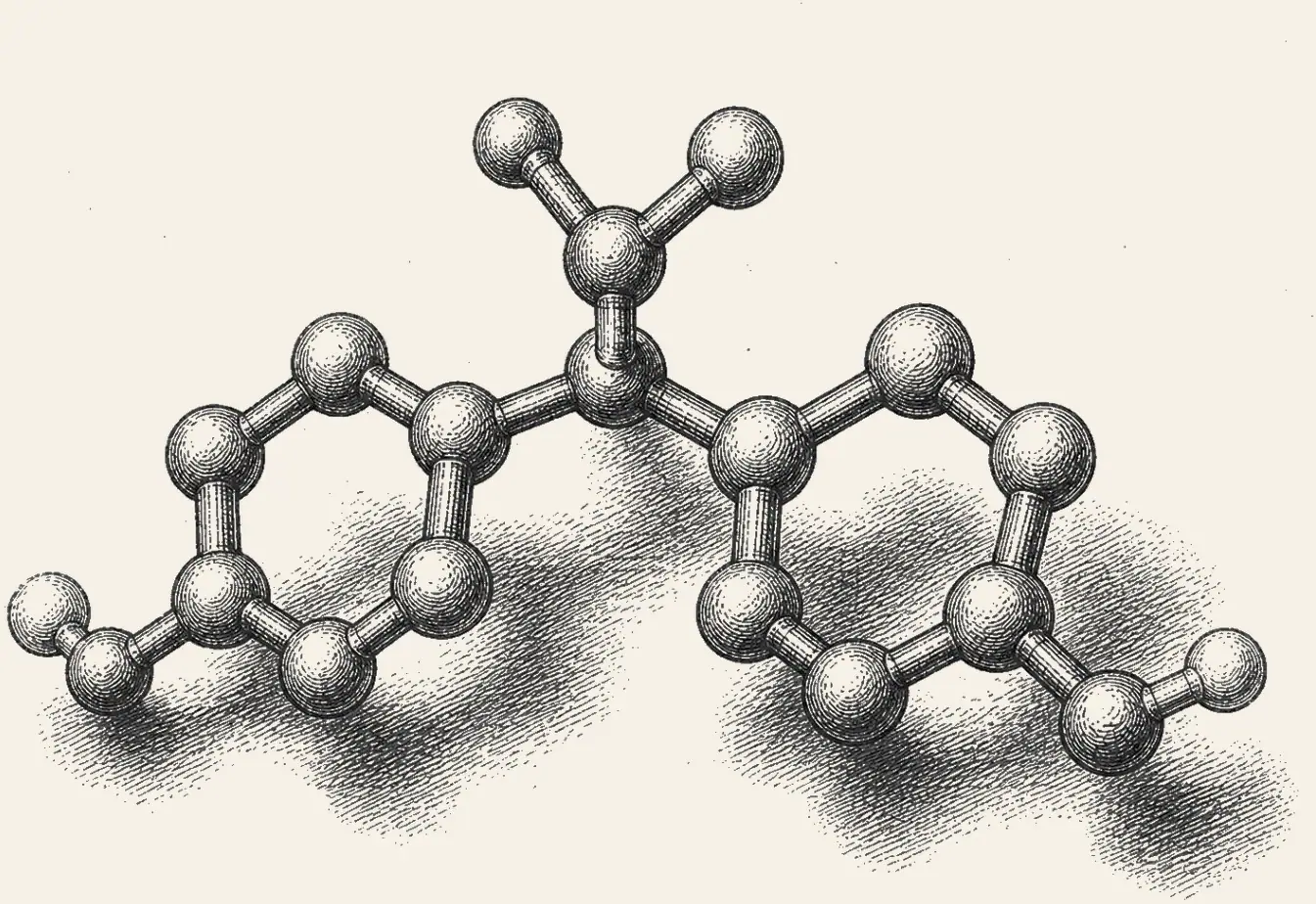 BPA Molecule. Bisphenol A in three dimensions.