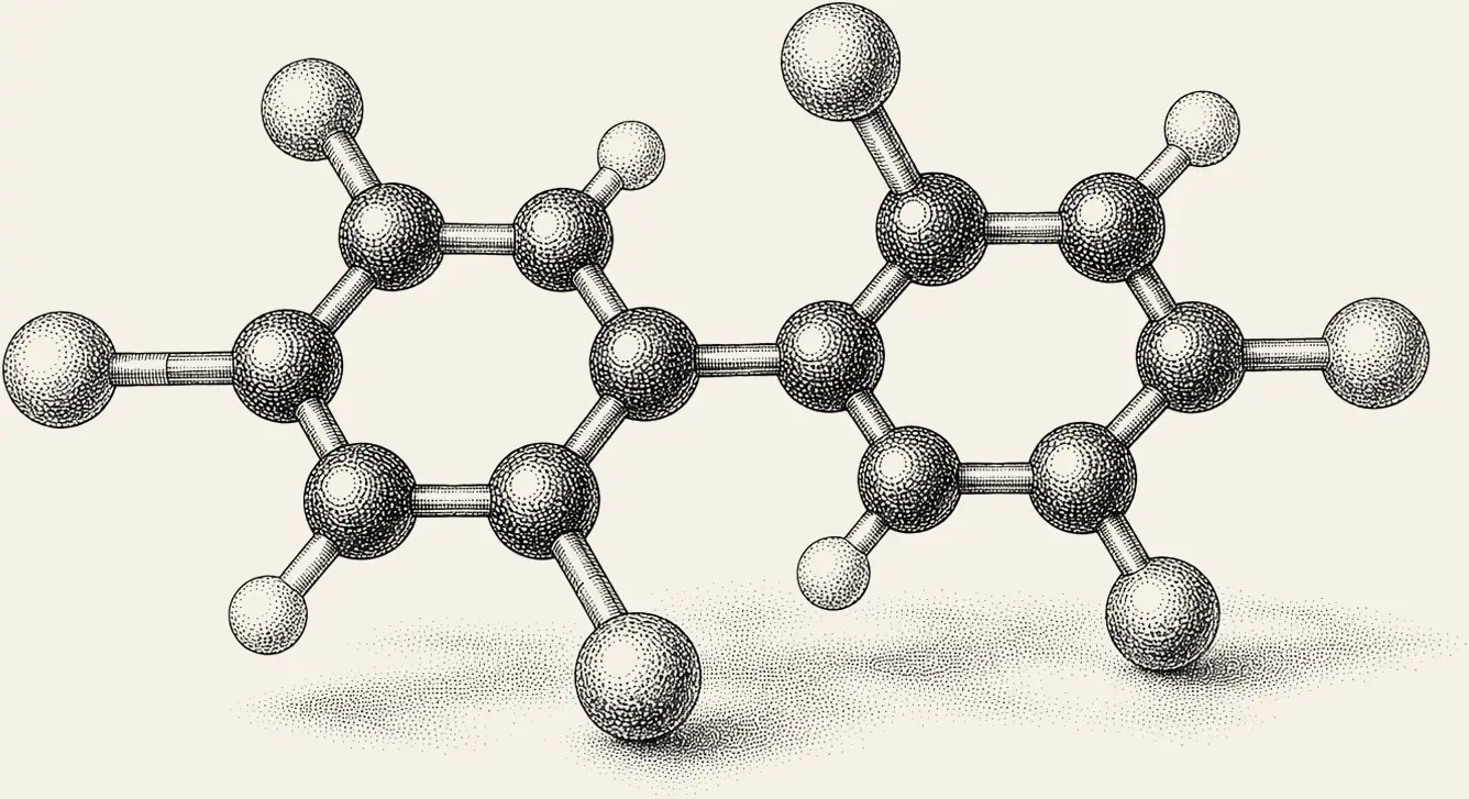 PCB-153 Molecule. PCB 153 in three dimensions.