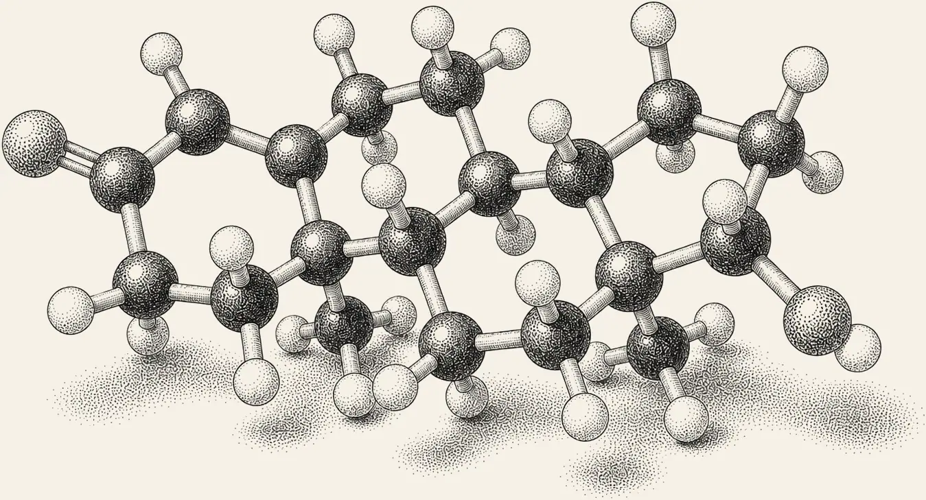 Testosterone Molecule. Testosterone in three dimensions.